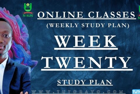 STUDY PLAN IN NOUN; WEEK TWENTY