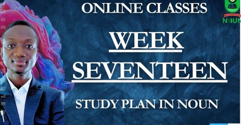 STUDY PLAN IN NOUN; WEEK SEVENTEEN