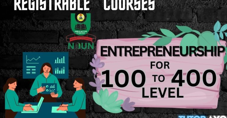 Registrable courses and fee guide for entrepreneurship in noun